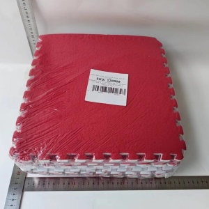 Set 10 Piese Covor tip Puzzle, Flippy, Spuma EVA, Pufos, 30 x 30 x 1 cm, Rosu - Img 2