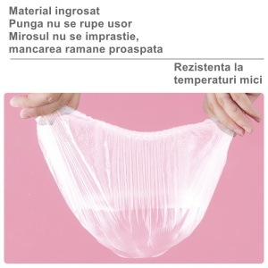Set 100 Folie de Protectie Elastica pentru Alimente si Boluri Flippy, material plastic, prospetime, diametrul 12 - 40 cm - Img 4
