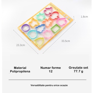 Set 12 forme pentru prajituri Flippy, material polipropilena, diverse forme, pentru orice ocazie, adancime 1.6 cm, 23.3 x 33.5 x 1.8 cm, multicolor - Img 2