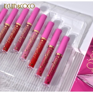Set 12 Lip Gloss Kevin&Coco, nuante de rosu, rose, nude, cutie dreptunghiulara, 26.5x16.5x2.2 cm, 200 g, multicolor - Img 4