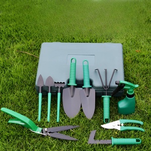 Set 12 Unelte de Gradina, Flippy, pentru Plantare Prelucrare Sol si Ingrijire Plante, Material PVC si Cardboard, Cutie Inclusa, 37x28 cm, Verde - Img 8
