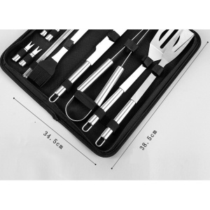 Set 14 Ustensile pentru Gratar cu Termometru, Flippy, din Otel Inoxidabil, Geanta Oxford, Argintiu - Img 12