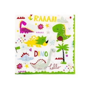 Set 20 Servetele de Masa, Flippy, Colectia Dino Park, 17 x 17 cm, din Hartie, Multicolor - Img 1
