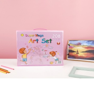 Set 208 Piese, Complet pentru Pictura si Desen, Flippy, Tip Servieta, 3-12 Ani, 32.6 x 27.7 x 6 cm, Roz - Img 3
