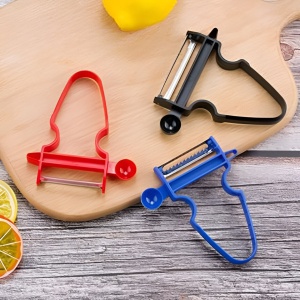 Set 3 Accesorii de Decojire, Razuire si Feliere, Flippy, pentru Legume si Fructe, Negru-Rosu-Albastru - Img 8