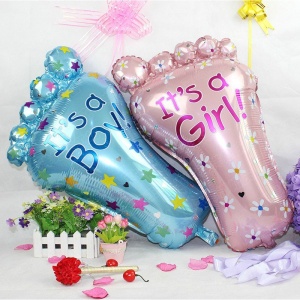 Set 3 Baloane din Folie Metalizata, Flippy, Figurine Picior 46x79 cm, Inima 45 cm, Stea 45cm, Model It's a Girl, Tema Gender Reveal, Ambalaj Individual, Pai Inclus, Umflare cu Aer sau Heliu, Roz - Img 5