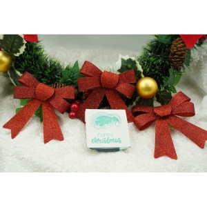 Set 3 fundite pentru brad, Rosii, cu sclipici, 10 x 11 cm, din poliester, Flippy - Img 4