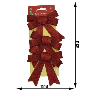 Set 3 fundite pentru brad, Rosii, cu sclipici, 10 x 11 cm, din poliester, Flippy - Img 6
