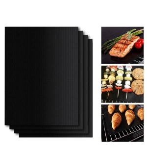 Set 4 Folii Antiaderente din Teflon, Flippy, Multifunctionale, Rezistente la Apa si Temperaturi Ridicate, pentru Gratar, Cuptor, BBQ Grill, 40x33 cm, Negru - Img 3