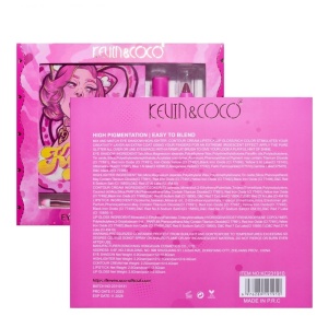 Set 4 Produse de Machiaj, KEVIN &amp; COCO, Pink Loving-heart Leopard Girl, 18 culori, 20.5 x 18.2 x 2.2 cm - Img 7