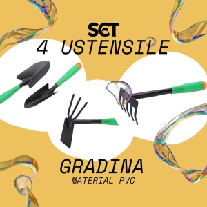 Set 4 Unelte de Gradina Flippy, pentru Plantare Prelucrare Sol si Ingrijire Plante, Material PVC si cardboard, 31.5 x 8.5 cm, verde - Img 3