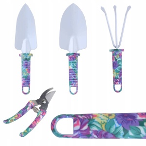 Set 5 accesorii pentru gradinarit Flippy, geanta depozitare inclusa, otel inoxidabil, 38 x 29 cm, mov - Img 6