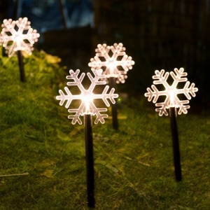 Set 5 Lampi LED cu baterii, de exterior Model Fulg de nea, pentru gradina, Flippy, 35.5 cm, Alb Cald - Img 6