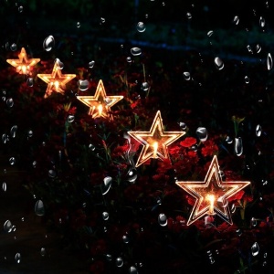 Set 5 Lampi solare LED de exterior Model Stea, pentru gradina, Flippy, 35.5 cm, Alb Cald - Img 9