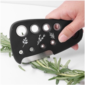 Set 6 in 1 mini ustensile bucatarie Flippy, taietor pizza, cutit, curatator, razatoare, desfacator, presa usturoi, manere din ABS, lame ascutite din otel inoxidabil, 7.1 x 12.9 x 4.8 cm, negru - Img 11