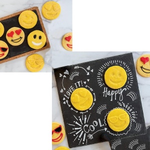 Set 7 Forme de Prajituri, Flippy, Model Emoticoane Smiley Face, Diferite Expresii, 7.7 x 1.5 cm, din PP, Verde - Img 3