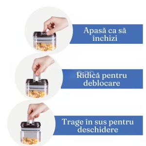 Set 7 Recipiente Organizare Alimente, Flippy, Inchidere Etansa, Etichete Reutilizabile, Cupe Masurare, 4 Dimensiuni Diferite, din Plastic Dur, Transparent - Img 6