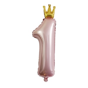 Set 8 Baloane din Folie Metalizată si din Latex, Flippy, Figurine Cifra 1 Printesa 91cm, Stea 45 cm si Cerc 55 cm, Baloane Latex 30 cm, Tema Prima Aniversare, Ambalaj Individual, Pai Inclus, Umflare cu Aer sau Heliu, Roz - Img 2