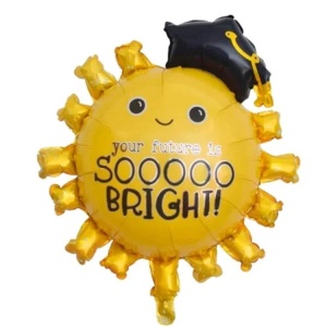 Set 8 Baloane din Folie Metalizată si din Latex, Flippy, Figurine Soare 77x67cm, Stea si Hexagon 45 cm, Baloane Latex 30 cm, Tema Absolvire, Ambalaj Individual, Pai Inclus, Umflare cu Aer sau Heliu, Multicolor - Img 8
