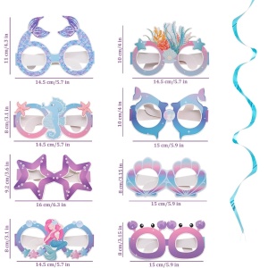 Set 8 Perechi de Ochelari Sirena, Flippy, Colectia Mermaid, Multicolor - Img 2