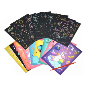Set 9 Planse Razuibile, Flippy, Scratch ArtCards, +3 Ani, de Razuit si de Colorat, 19 x 14 cm, Model Dinozauri, Multicolor - Img 7