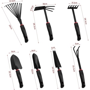 Set 9 Unelte de Gradina Flippy, pentru Plantare Prelucrare Sol si Ingrijire Plante, Material PVC si cardboard, 25 x 14.5 cm, negru - Img 3