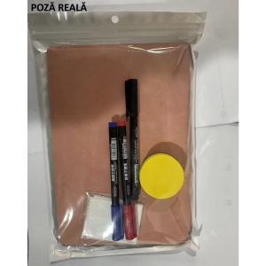Set Agenda A5 Reutilizabila cu Pagini Tip Tabla, Agenda Pagini Albe cu Stergere Uscata, 3 Markere, 1 Burete și 1 Laveta de sters, Portabila, 24 x 16.5 cm, Coperta Piele, Roz Pal - Img 6