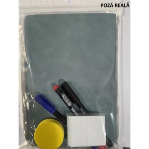 Set Agenda A5 Reutilizabila cu Pagini Tip Tabla, Agenda Pagini Albe cu Stergere Uscata, 3 Markere, 1 Burete și 1 Laveta de sters, Portabila, 24 x 16.5 cm, Coperta Piele, Verde - Img 6