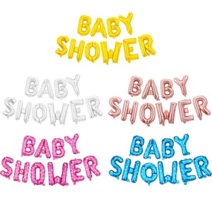 Set Baloane din Folie Metalizata, Flippy, Model Baby Shower, Litere de 40 cm, Baloane Party, Ambalaj Individual, Pai, Ata si Adeziv Incluse, Umflare cu Aer sau Heliu, Roz - Img 3