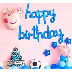 Set Baloane din Folie Metalizata, Flippy, Model Happy Birthday, 45x85 cm, 45x124cm, Baloane Party, Ambalaj Individual, Pai Inclus, Umflare cu Aer sau Heliu, Albastru - Img 5