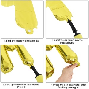 Set Baloane din Folie Metalizata, Flippy, Model Just Married, Litere de 40 cm, Baloane Party, Ambalaj Individual, Pai, Ata si Adeziv Incluse, Umflare cu Aer sau Heliu, Auriu - Img 5