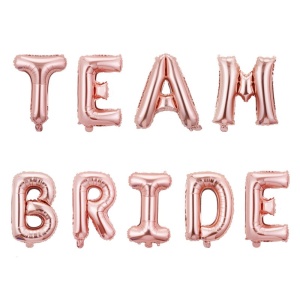Set Baloane din Folie Metalizata, Flippy, Model Team Bride, Litere de 40 cm, Tema Iubire, Baloane Party, Ambalaj Individual, Pai Inclus, Umflare cu Aer sau Heliu, Roz