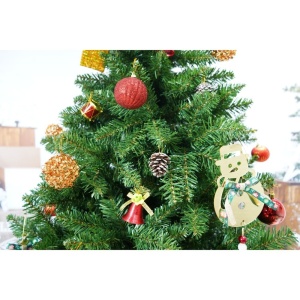 Set brad artificial de Craciun si elemente decorative, nins, decorat cu conuri pin, pentru interior/exterior, inaltime 210 cm, diametru 131 cm, 630 ramuri, Flippy, alb/verde, suport metalic inclus - Img 3