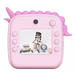Set Camera Instantanee pentru Copii, Flippy, Ecran HD 2.4'', 24MP, 1200 mAh, cu Functie de Printare Alb-Negru, cablu USB-C, Bluetooth, Compatibil iOS/Android, Model Unicorn, Roz - Img 9