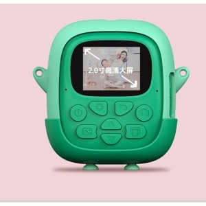 Set Camera Instantanee pentru Copii, Flippy, Ecran HD 2.4'', 24MP, 720P Video, 1200 mAh, cu Functie de Printare Alb-Negru, cablu USB-C, Bluetooth, Compatibil iOS/Android, Imprimare APP, Model Dinozaur, Verde - Img 9
