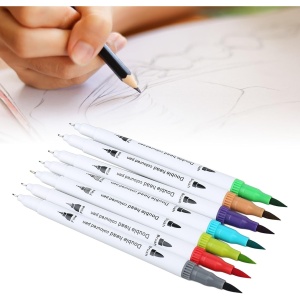 Set Carioci pe Baza de Apa, Flippy, 2 in 1, pentru Pictura, Caligrafie, 100 Culori, Penar Negru, Corp Carioca Alb, 23.5 x 19.5 x 7.5 cm, Multicolor - Img 5