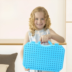 Set Constructie Bormasina Magica cu Servieta, Flippy, 310 Piese, Albastru, Piese Multicolore, Plastic, 31x46 cm - Img 9