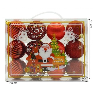 Set de 12 ornamente de brad, Flippy, de tip Glob, Rosu, din polistiren, cu finisaj sclipitor , cutie 6 cm adancime x 23 cm lungime x 18 cm inaltime - Img 6