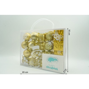 Set de 20 ornamente de brad, Flippy, de tip Glob, Auriu, din polistiren, cu finisaj sclipitor , cutie 4 cm adancime x 20 cm lungime x 16 cm inaltime - Img 6