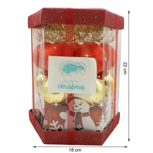 Set de 28 ornamente de brad, Flippy, de tip Glob, Rosu/ Auriu, din polistiren, cu finisaj sclipitor , cutie 18 cm adancime x 22 cm inaltime x 18 cm lungime) - Img 6