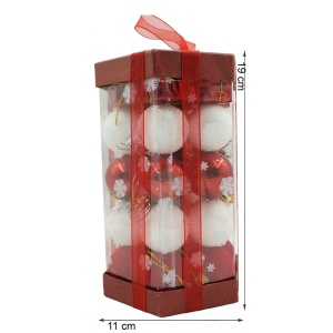 Set de 35 ornamente de brad, Flippy, de tip Glob, Alb/ Rosu, din polistiren, cu finisaj sclipitor , cutie 11 cm adancime x 19 cm inaltime x 11 cm lungime) - Img 6