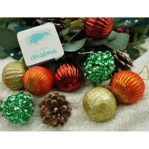 Set de 35 ornamente de brad, Flippy, de tip Glob, Multicolor, din polistiren, cu finisaj sclipitor , cutie 14 cm adancime x 23 cm inaltime x 14 cm lungime) - Img 7