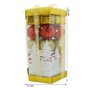 Set de 35 ornamente de brad, Flippy, de tip Glob, Rosu/ Auriu, din polistiren, cu finisaj sclipitor , cutie 11 cm adancime x 19 cm inaltime x 11 cm lungime) - Img 6