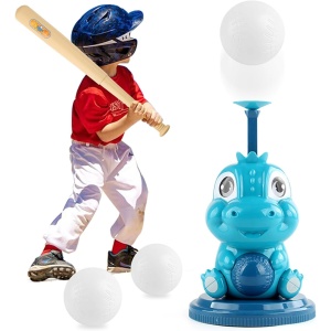 Set de Baseball 5 Piese pentru Copii, Flippy, Jucarie Dinosaur Press, 14x23 cm, Verde/Albastru - Img 8