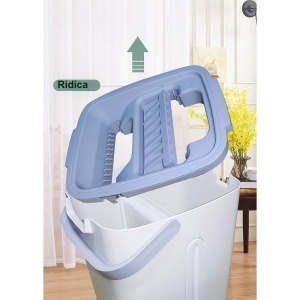 Set de Curatenie, Flippy, Mop si Galeata, Capacitate 5.7 l, 4 Rezerve Microfibra Incluse, Plastic, Utilizare Umeda/Uscata, Stoarcere Fara Maini, Albastru/Alb - Img 5
