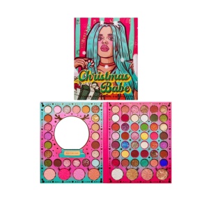 Set de Machiaj Kevin&Coco, 72 de Culori, Paleta de Farduri, Iluminatoare, Blush, Model Christmas Babe, Oglinda Rotunda, 25.5x20x1.7 cm, Multicolor - Img 1
