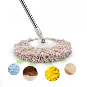 Set Galeata si Mop Rotativ 360°, Flippy, Cu Dubla Actiune Centrifuga, Pentru Uz Casnic, Maner din Otel Inoxidabil Telescopic, 2 Capte din Bumbac, 46x27x29 cm, Roz - Img 7