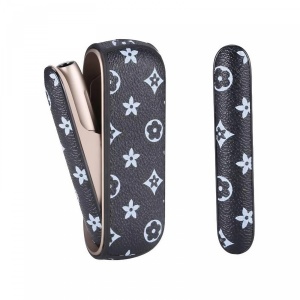 Set Husa Piele Ecologica Si Capac Plastic Flippy, pentru IQOS 3.0 DUO, de Protectie, Anti Soc si Zgarieturi, 20 gr, 12 x 4 x 2 cm, Negru - Img 1