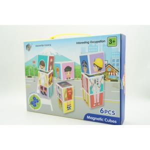 Set inteligent de cuburi magnetice pentru copii, 6 piese, cutie depozitare, puzzle joburi, +3 ani, multicolor - Img 2