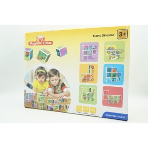 Set inteligent de cuburi magnetice pentru copii, 8 piese, cutie depozitare, puzzle dinozauri, +3 ani, multicolor - Img 2
